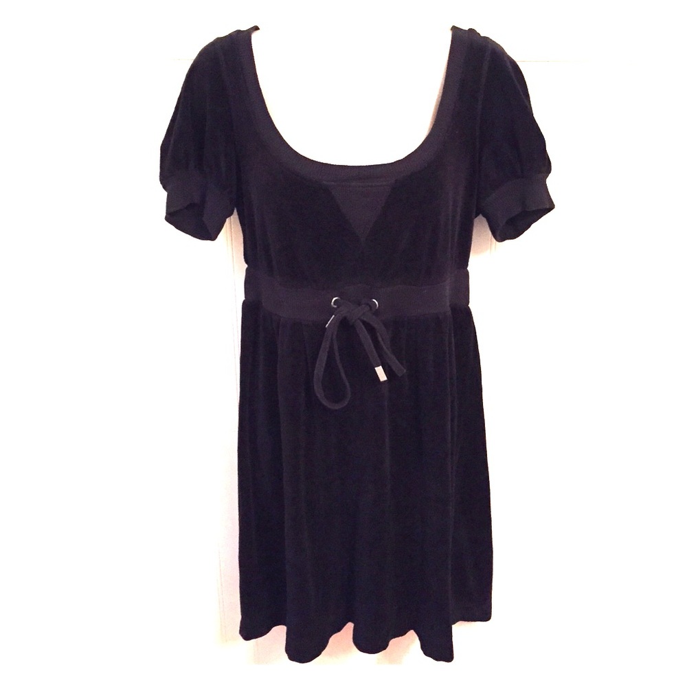 Juicy Couture Sz M Black Drawstring Waist Dress